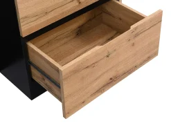 Ilha central de cozinha com 6 gavetas e 4 nichos em MDF - Natural e Preto - POMARELA