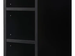 Ilha central de cozinha com 6 gavetas e 4 nichos em MDF - Natural e Preto - POMARELA