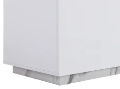 Ilha central de cozinha com 2 portas e 1 nicho em MDF, efeito mármore branco - CORELINA