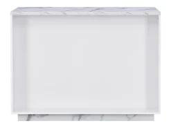 Ilha central de cozinha com 2 portas e 1 nicho em MDF, efeito mármore branco - CORELINA