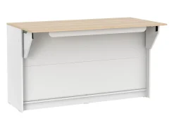 Ilha central de cozinha com 2 portas e 2 nichos - Branco e carvalho - TEKYNA