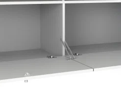Ilha central de cozinha com 2 portas e 2 nichos - Branco e carvalho - TEKYNA