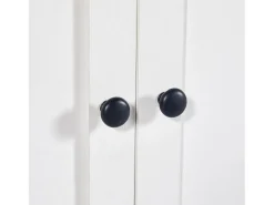 Ilha central de cozinha com 4 portas - Tampo extensível - 118(180)x46x94 cm - Branco + Natural