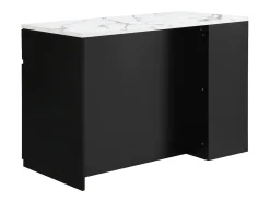 Ilha central de cozinha com arrumação - Efeito mármore branco e preto - MEILI