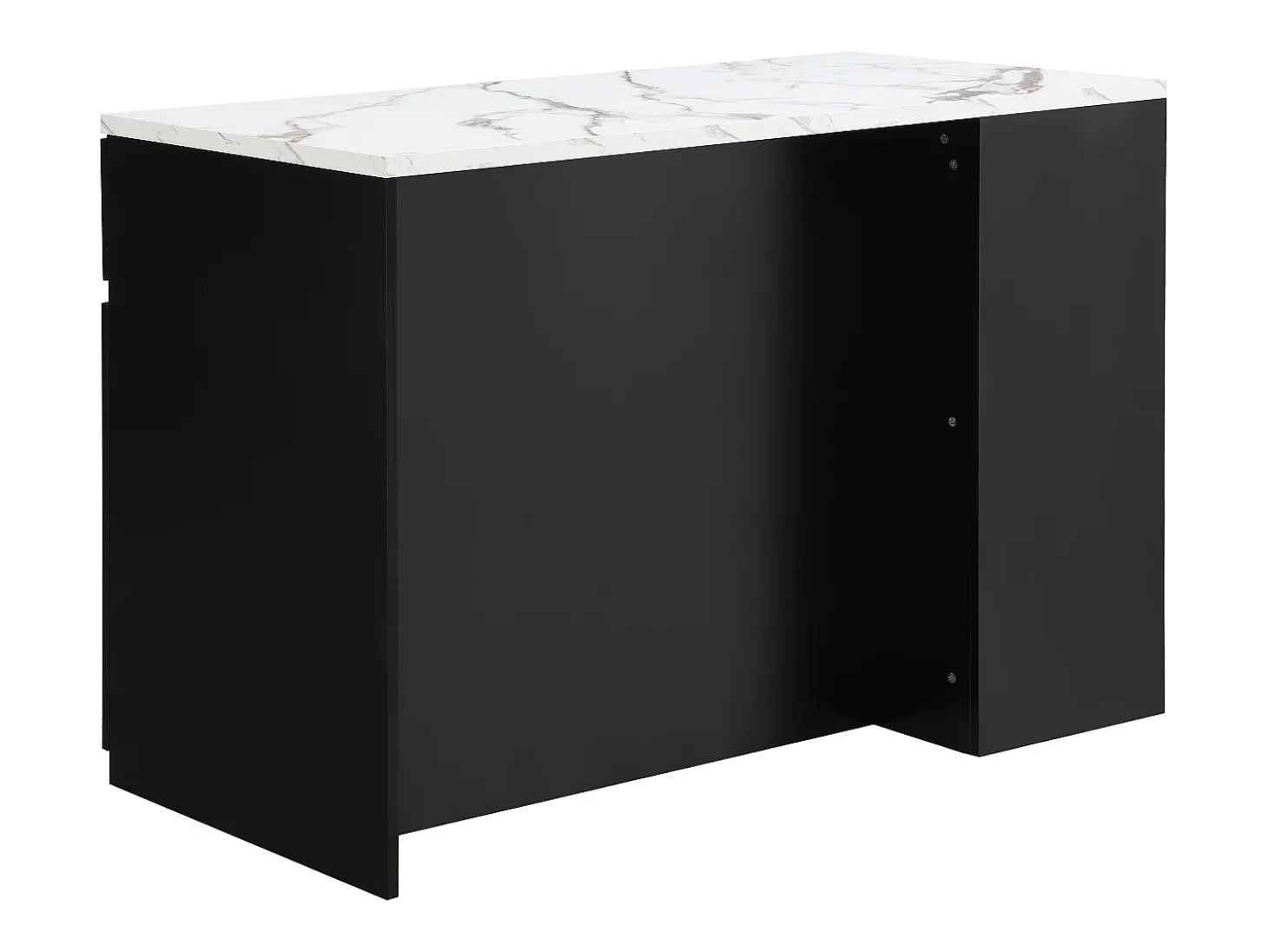 Ilha central de cozinha com arrumação - Efeito mármore branco e preto - MEILI