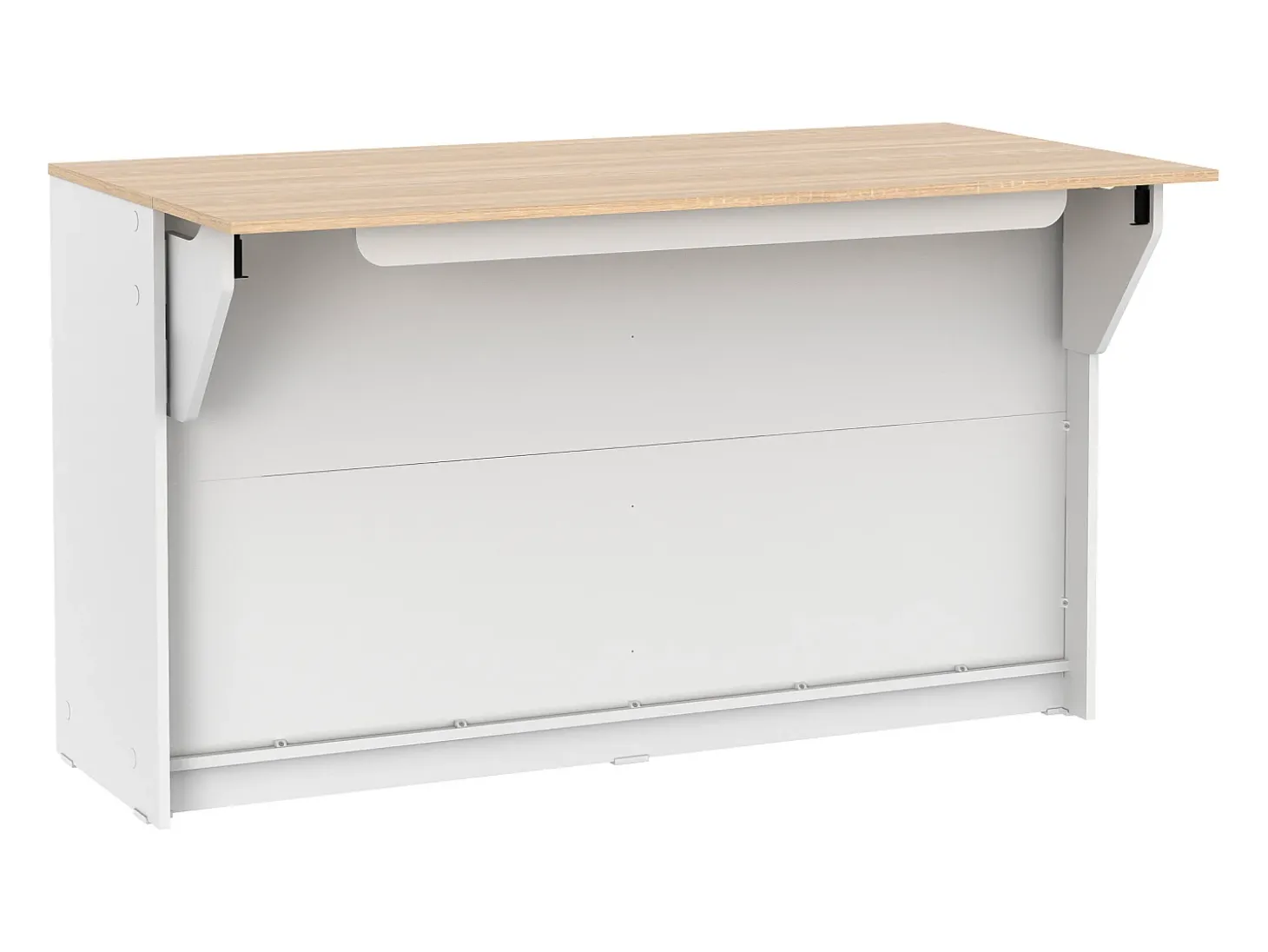 Ilha central de cozinha com 2 portas - Branco e carvalho - BENITA