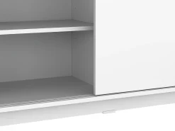 Ilha central de cozinha com 2 portas - Branco e carvalho - BENITA