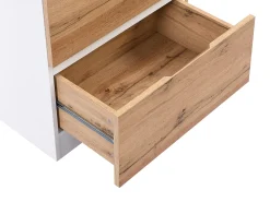 Ilha central de cozinha com 6 gavetas e 4 nichos em MDF - Natural e Branco - POMARELA