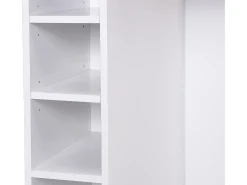 Ilha central de cozinha com 6 gavetas e 4 nichos em MDF - Natural e Branco - POMARELA