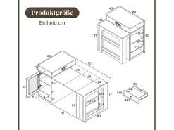 Ilha de cozinha - Com tomada elétrica - Com mesa de jantar removível e extensível - ​​Textura de mármore​​ - Com 1 porta - ​​Preto + Branco​