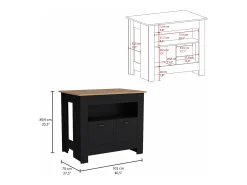 Ilha de cozinha Arlet em melamina com 2 portas e 3 prateleiras, Multicolor , 89.9 cm X 103 cm X 70 cm