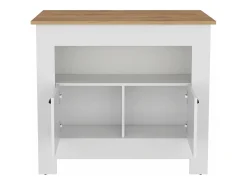 Ilha de cozinha Arlet em melamina com 2 portas e 3 prateleiras, Branco / Macadâmia , 89,9 cm X 103 cm X 70 cm