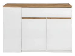 Ilha de cozinha atemporal - MDF - 130 cm de comprimento - Branco e Natural - MEILI
