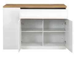 Ilha de cozinha atemporal - MDF - 130 cm de comprimento - Branco e Natural - MEILI