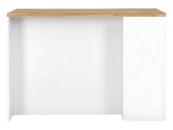 Ilha de cozinha atemporal - MDF - 130 cm de comprimento - Branco e Natural - MEILI