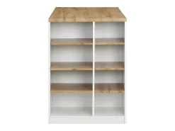 Ilha de cozinha atemporal - MDF - 130 cm de comprimento - Branco e Natural - MEILI