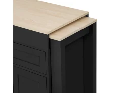 Ilha de cozinha central - com 4 portas e 2 gavetas - bancada extensível - com rodízios - 180,5×45×92,2 cm - Preto