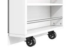Ilha de cozinha central - mesa de jantar extensível - con tomada de corriente - con rodas e espaço de armazenamento - Natural + Branco