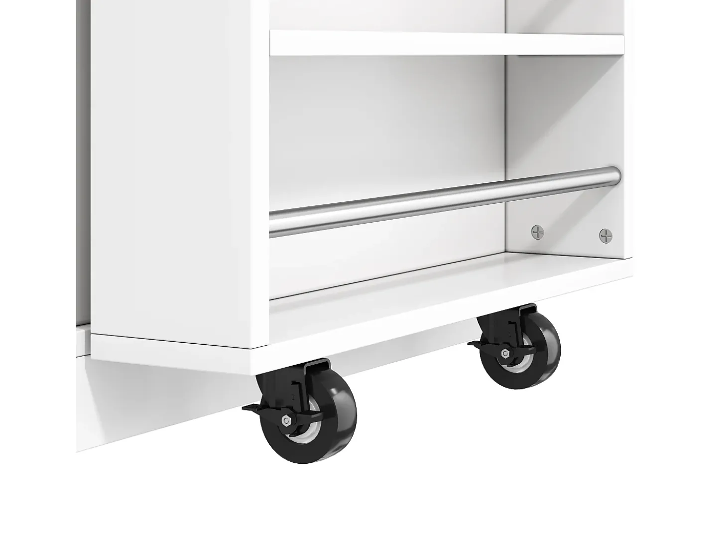 Ilha de cozinha central - mesa de jantar extensível - con tomada de corriente - con rodas e espaço de armazenamento - Natural + Branco