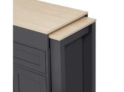 Ilha de cozinha central - com 4 portas e 2 gavetas - bancada extensível - com rodízios - 180,5×45×92,2 cm - Cinza