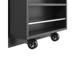 Ilha de cozinha central - mesa de jantar extensível - con tomada de corriente - con rodas e espaço de armazenamento - Natural + Preto