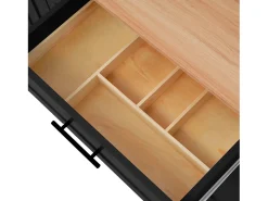 Ilha de cozinha central com 2 gavetas - Bancada extensível - pés com rodízios ou em madeira maciça - Preto