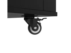 Ilha de cozinha central móvel - mesa de jantar dobrável - con LED - con 2 portas e 3 gavetas - con suporte para copos de vinho e rodas - Preto