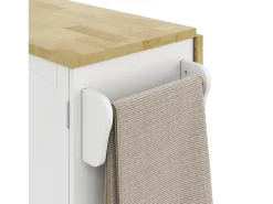 Ilha de cozinha central móvel - mesa de jantar dobrável - con espaço de armazenamento e prateleira para especiarias - con rodas - Branco