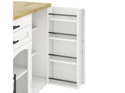 Ilha de cozinha central móvel - mesa de jantar dobrável - con espaço de armazenamento e prateleira para especiarias - con rodas - Branco