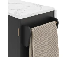 Ilha de cozinha central móvel - mesa de jantar dobrável - con espaço de armazenamento e prateleira para especiarias - con rodas - Preto