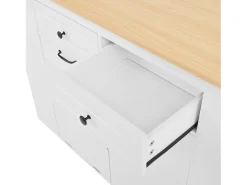 Ilha de cozinha central móvel 120x40x91,5cm - tampo extensível - con tomada - espaço de armazenamento multifuncional - branco