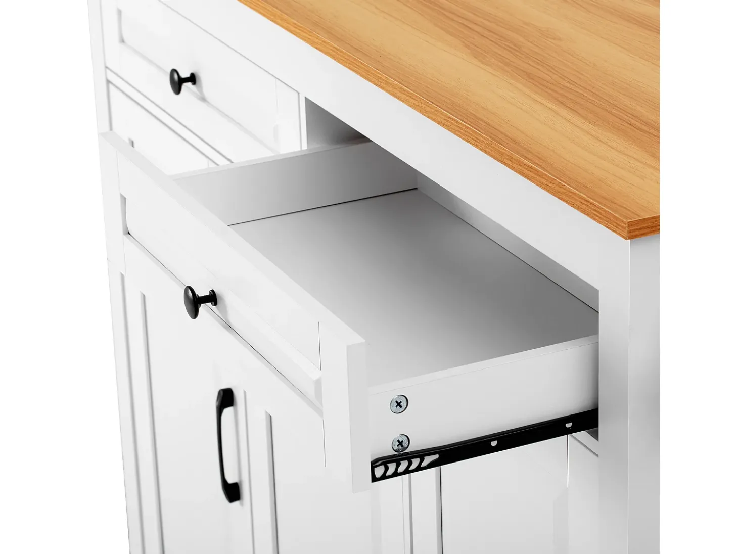 Ilha de cozinha central móvel 120x40x92cm - bancada extensível - con tomada elétrica - espaço de armazenamento multifuncional - branco