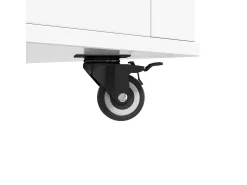 Ilha de cozinha central móvel - mesa de jantar dobrável - con LED - con 2 portas e 3 gavetas - con suporte para copos de vinho e rodas - Branco