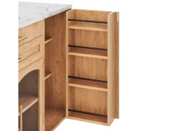 Ilha de cozinha central móvel - mesa de jantar dobrável - con espaço de armazenamento e prateleira para especiarias - con rodas - Natural