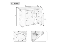 Ilha de cozinha central móvel 120x40x91,5cm - tampo extensível - con tomada - espaço de armazenamento multifuncional - preto