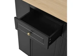 Ilha de cozinha central móvel 120x40x91,5cm - tampo extensível - con tomada - espaço de armazenamento multifuncional - preto