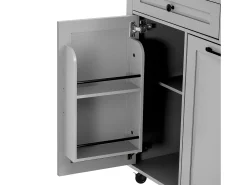 Ilha de cozinha central móvel 120x40x92cm - bancada extensível - con tomada elétrica - espacio de armazenamento multifuncional - cinza