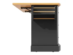 Ilha de cozinha central móvel - Tampo extensível - 120x75x91cm - 2 portas e 6 gavetas - con porta-toalhas - Preto