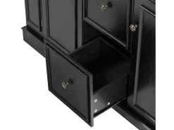 Ilha de cozinha central 130,5x40x92cm - tampo dobrável - con tomada de corrente - con 2 portas e 5 gavetas - preto