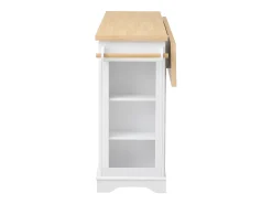 Ilha de cozinha central 130,5x40x92cm - tampo dobrável - con tomada de corrente - con 2 portas e 5 gavetas - branco