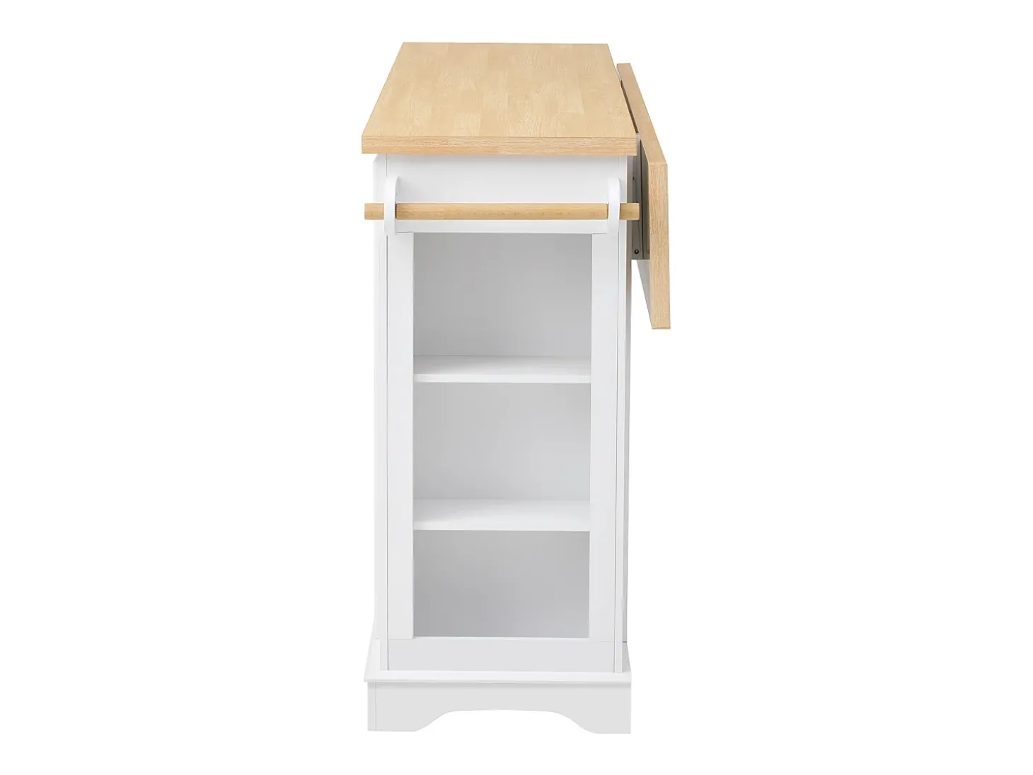 Ilha de cozinha central 130,5x40x92cm - tampo dobrável - con tomada de corrente - con 2 portas e 5 gavetas - branco