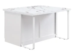 Ilha de cozinha com 6 gavetas em MDF e metal - Efeito mármore branco - ALEGRITA