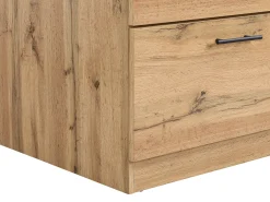 Ilha de cozinha com 6 gavetas MDF e metal preto e natural claro - ALEGRITA