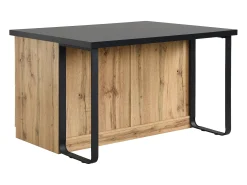 Ilha de cozinha com 6 gavetas MDF e metal preto e natural claro - ALEGRITA