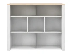 Ilha de cozinha com 7 nichos - Branco e natural - OPOLE