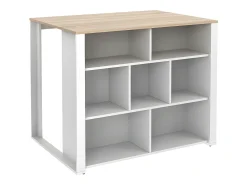 Ilha de cozinha com 7 nichos - Branco e natural - OPOLE