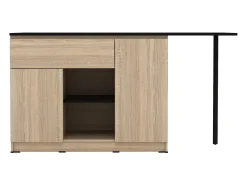 Ilha de cozinha com 2 portas, 1 gaveta e 2 prateleiras - Natural e preto - TUNORI