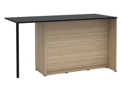 Ilha de cozinha com 2 portas, 1 gaveta e 2 prateleiras - Natural e preto - TUNORI