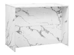 Ilha de cozinha com 3 portas e 3 gavetas - 112 x 60 x 90,5 cm - Tampo efeito mármore - Madeira MDF - Branco