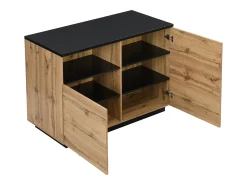Ilha de cozinha com 2 portas e 1 nicho em MDF, natural e preto - CORELINA